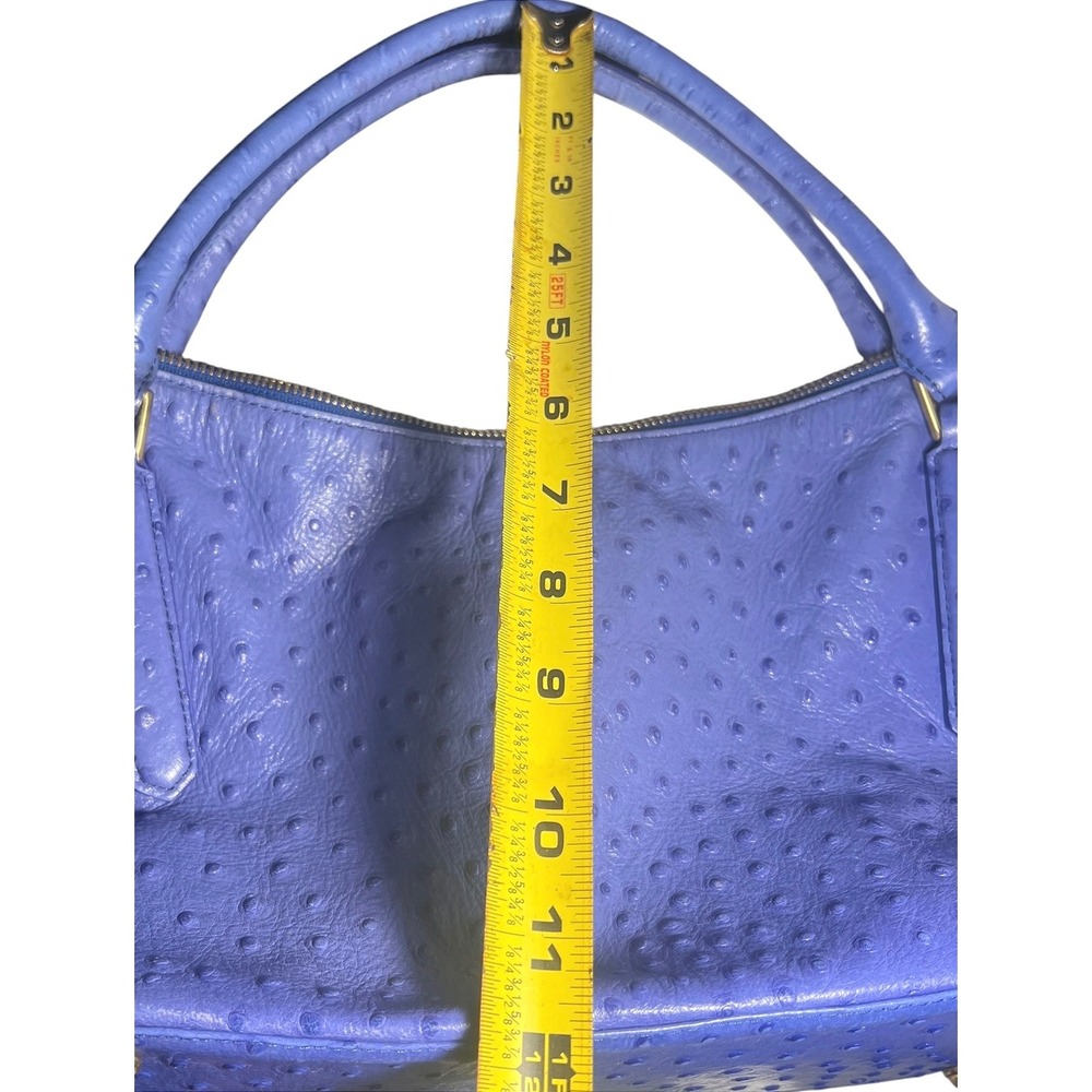 Brahmin Norah Hobo Blue Ostrich Embossed Leather Crossbody Bag Gold Hardware - Picture 7 of 16